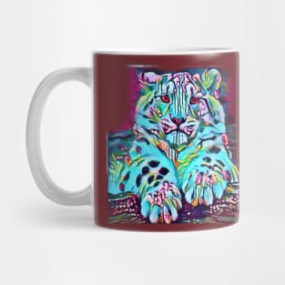 Snow Leopard Cub (turquoise art) Mug